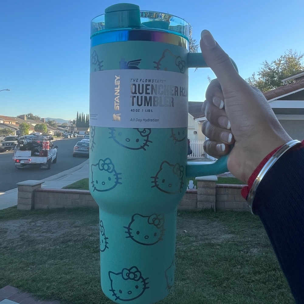 Stanley 40oz flowstate bottle Tumbler straw lid cold hot hello kitty chrome